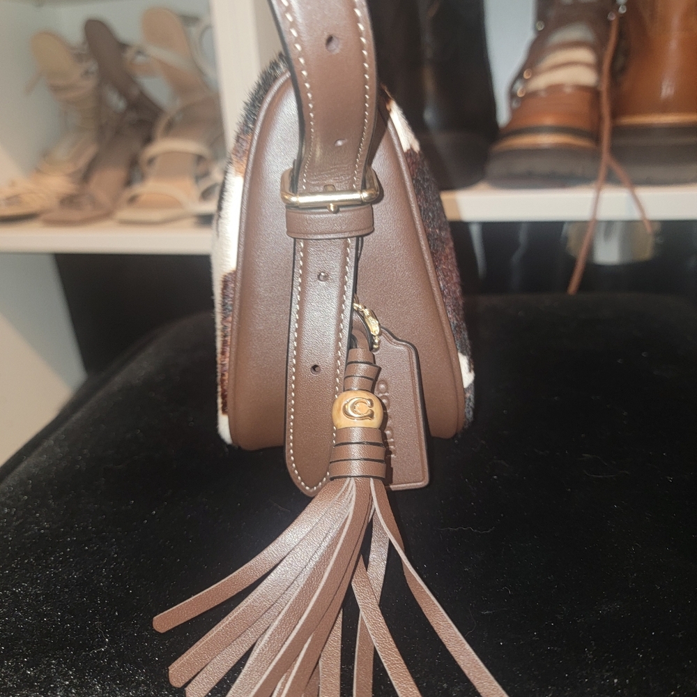 Coach Kailey Shoulder Bag With Cow Print And Tassel - Picture 7 of 7